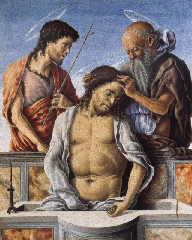 Marco Zoppo THe Dead Christ with Saint John the Baptist and Saint Jerome